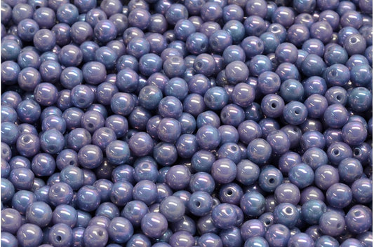 OUTLET 10g Round Druck Beads, 4 x 4 mm, Light Blue Nebula (33000-15001), Glass, Czech Republic