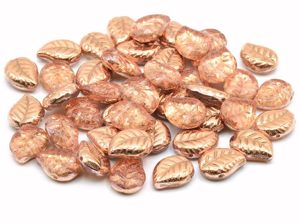 OUTLET 10 grams Forget Me Not Beads, 12 x 9 mm, Crystal Rose Gold Capri (00030-27101), Glass, Czech Republic