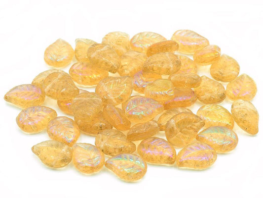 OUTLET 10 grams Nice Leaf Beads, 12 x 9 mm, Transparent Pink Uranium 27307 (70990-27307), Glass, Czech Republic