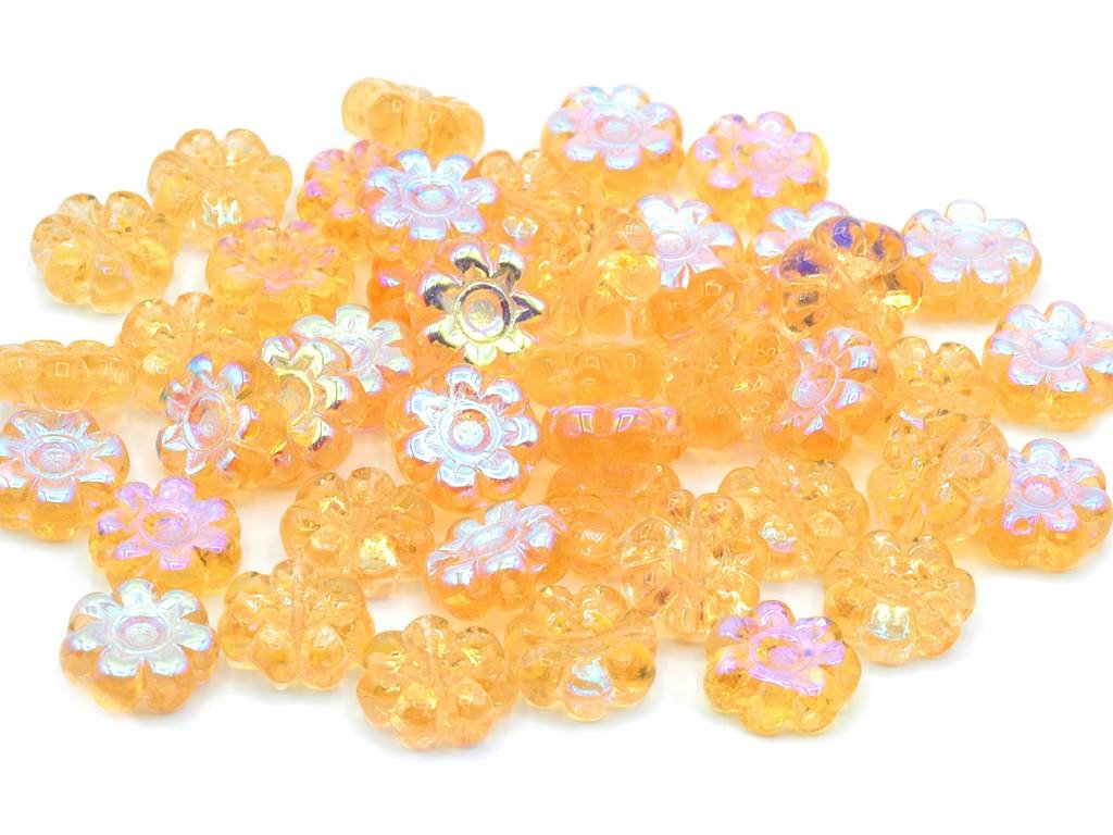 OUTLET 10 grams Flower Pressed Beads, 70990 Ab (70990-28701), Glass, Czech Republic