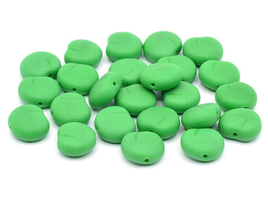 Apple Fruit Beads, Opaque Green Matte (53320-84110), Glass, Czech Republic