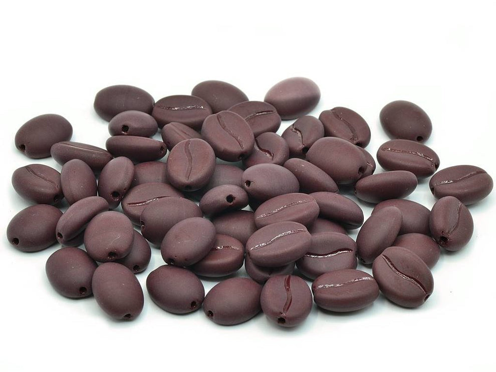 OUTLET 10 grams Coffee Bean Beads, 11 x 8 mm, Brown Matte (13500-84100), Glass, Czech Republic