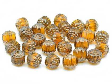 アウトレット 10グラム ファセットビーズ カテドラル、8 x 8 mm、透明トパーズプラチナ（-10080-91436）、ガラス、チェコ共和国