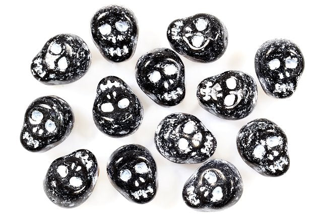 OUTLET 10 grams Skull Beads, 12 x 12 mm, Black 96401 (23980-96401), Glass, Czech Republic