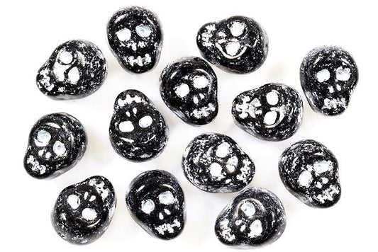 OUTLET 10 grams Skull Beads, 12 x 12 mm, Black 96401 (23980-96401), Glass, Czech Republic