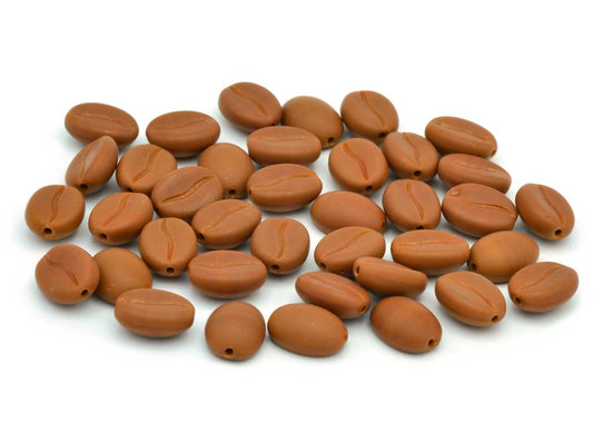 OUTLET 10 grams Coffee Bean Beads, 11 x 8 mm, Opaque Brown Matte (13600-84110), Glass, Czech Republic