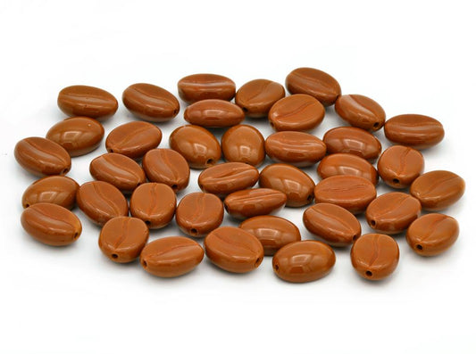 OUTLET 10 grams Coffee Bean Beads, 11 x 8 mm, Opaque Brown (13600), Glass, Czech Republic