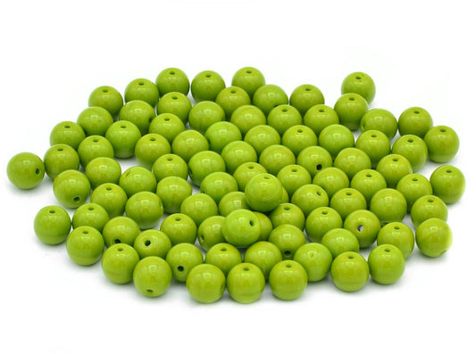 OUTLET 250g Round Pressed Druck Beads, Green (53420), Glass, Czech Republic
