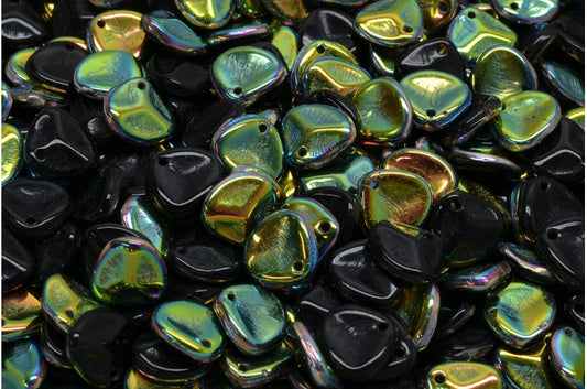 Rosenblütenperlen, schwarze Kristall-Vitrail-Medium-Beschichtung (23980-28101), Glas, Tschechische Republik