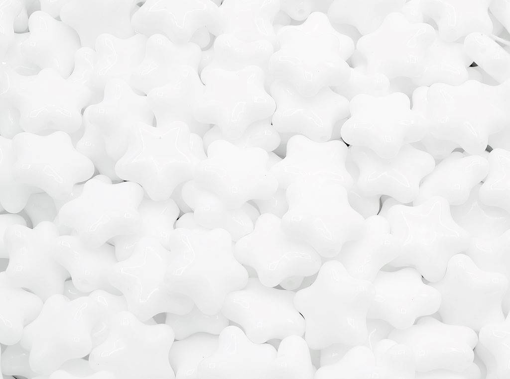 扁平星形珠子，粉笔白色（03000），玻璃，捷克共和国