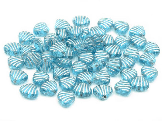 OUTLET 10 grams Small Flat Shell Beads, 8 x 7 mm, Transparent Aqua Silver Lined (60010-54201), Glass, Czech Republic