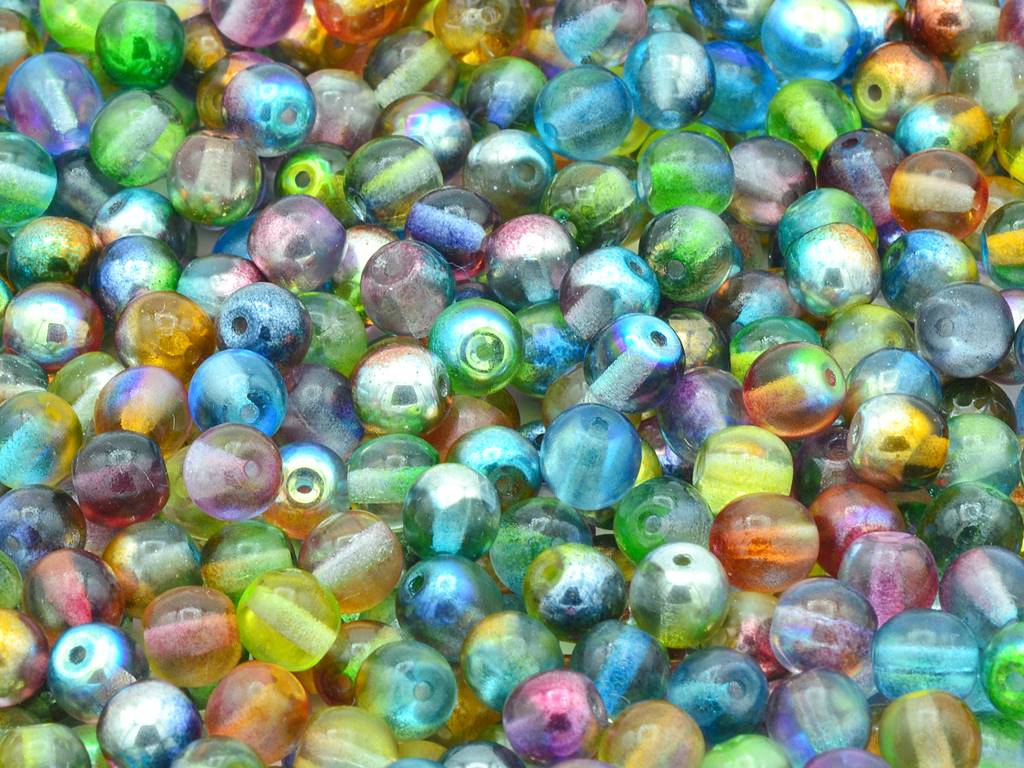 Round Druck Beads, - (-), Glass, Czech Republic