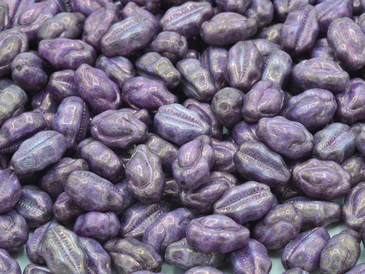 OUTLET 10 grams Sea Shell Beads, 13 x 8 mm, Chalk White Purple (03000-15726), Glass, Czech Republic