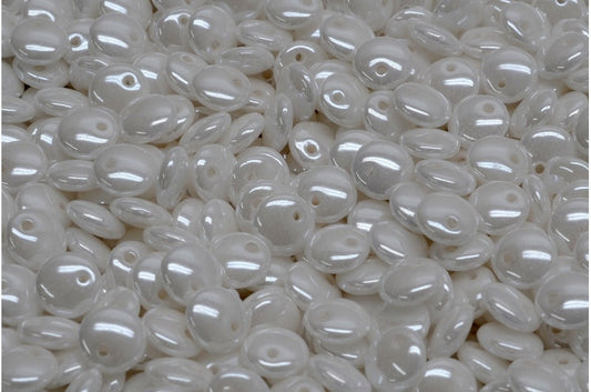 OUTLET 10 grams Lentil Beads, White Opal 21402 (02020-21402), Glass, Czech Republic