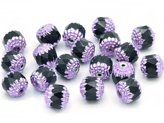 OUTLET 10 grams Fire Polished Faceted Beads Cathedral, 10 x 10 mm, Black 97429 (23980-97429), Glass, Czech Republic