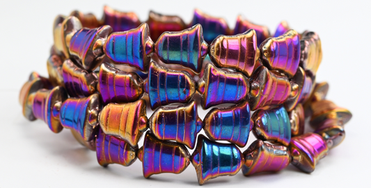 Flat Bell Beads, Crystal Sliperit (1413-00030-29500), Glass, Czech Republic ~ STRANDED