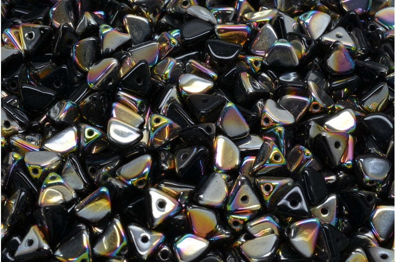 Half Pinch Beads, Black Crystal Vitrail Medium Coating (23980-28101), Glass, Czech Republic