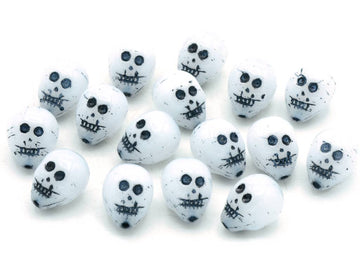 OUTLET 10 grams Skull Glass Beads, Chalk White 46449 (03000-46449), Glass, Czech Republic