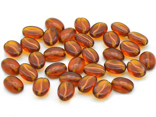 OUTLET 10 grams Coffee Bean Beads, 11 x 8 mm, Transparent Brown Copper Lined (10120-54307), Glass, Czech Republic