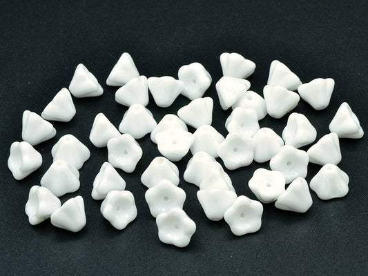 OUTLET 10 grams Bell Flower Beads, Chalk White (03000), Glass, Czech Republic