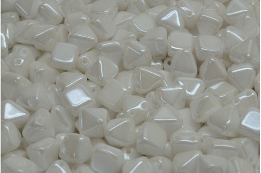 Pyramid Stud Beads, White Opal 21402 (02020-21402), Glass, Czech Republic