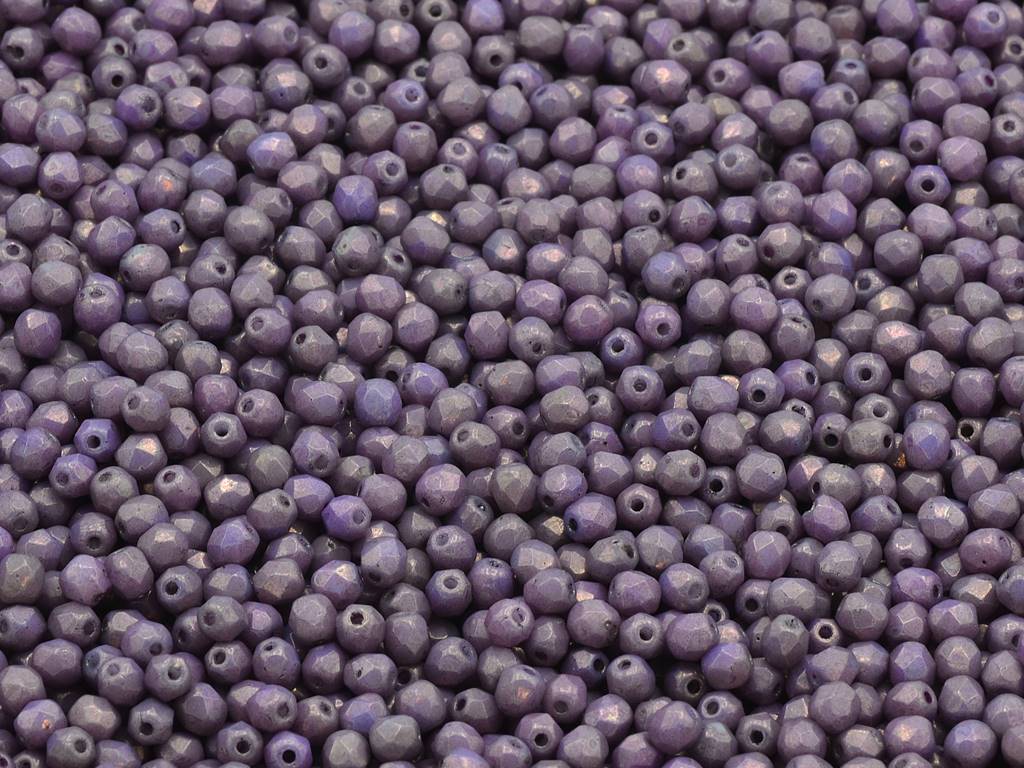 Fire Polished Faceted Beads Round 3 mm, Chalk White Purple (03000-15726)