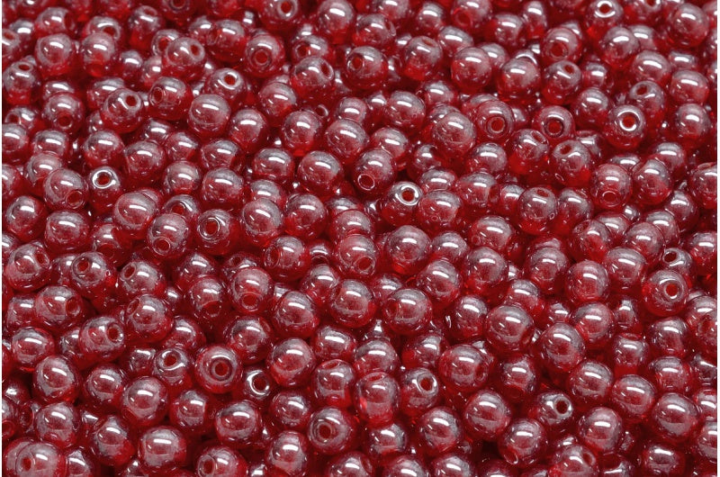 Round Druck Beads, Ruby Red Hematite (90080-14400), Glass, Czech Republic