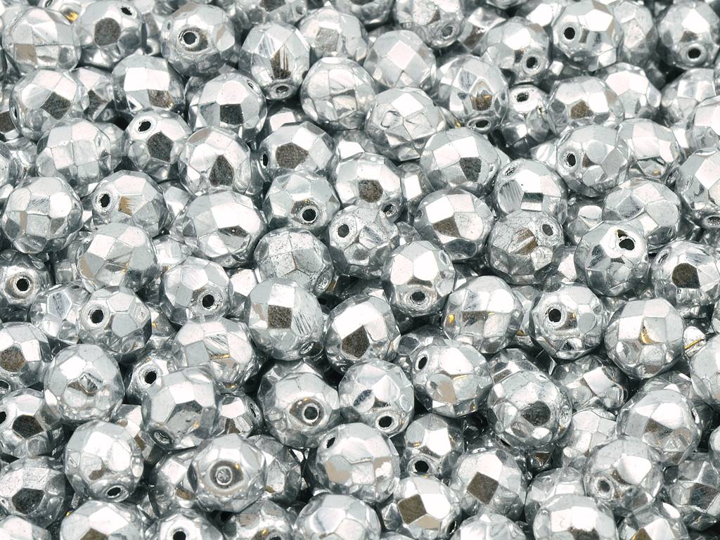 Fire Polished Faceted Beads Round 8 mm, Crystal Silver (00030-27000)