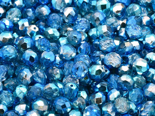 多面圆形火抛光珠，水晶 48212 (00030-48212)，玻璃，捷克共和国