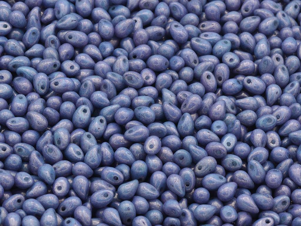 ドロップビーズ、チョークホワイトパープル（03000-15726）、ガラス、チェコ共和国