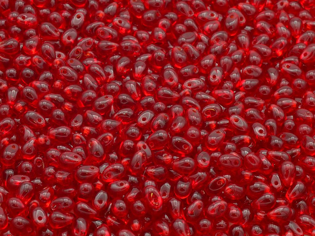 Drop Beads, Transparent Red (90090), Glass, Czech Republic