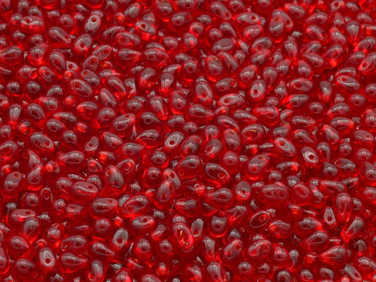 Drop Beads, Transparent Red (90090), Glass, Czech Republic