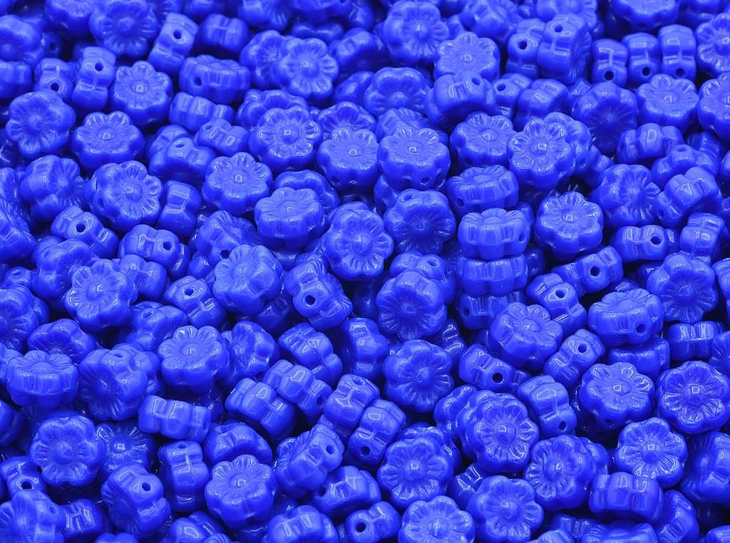 Flower Beads, Opaque Blue (33070), Glass, Czech Republic