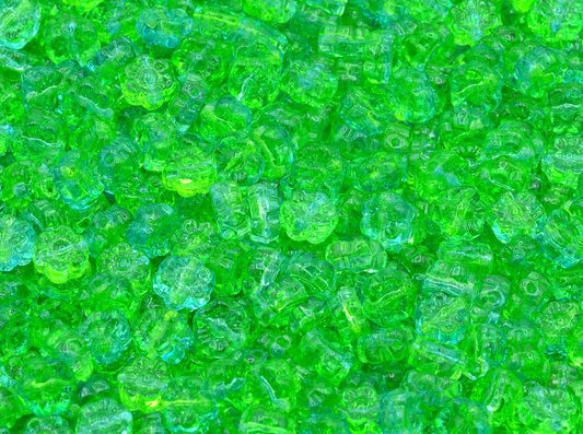 Flower Beads, Crystal Yellow-Green Transparent Dyed (00030-48010), Glass, Czech Republic