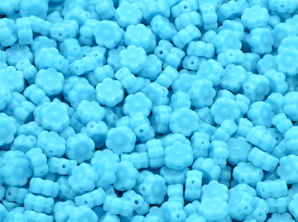 Flower Beads, Blue (63020), Glass, Czech Republic