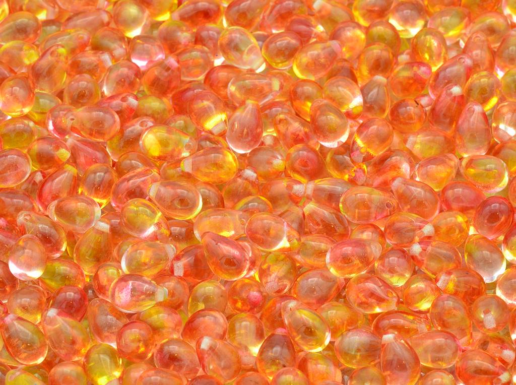 Drop Beads, Crystal Red Orange (00030-48001), Glass, Czech Republic