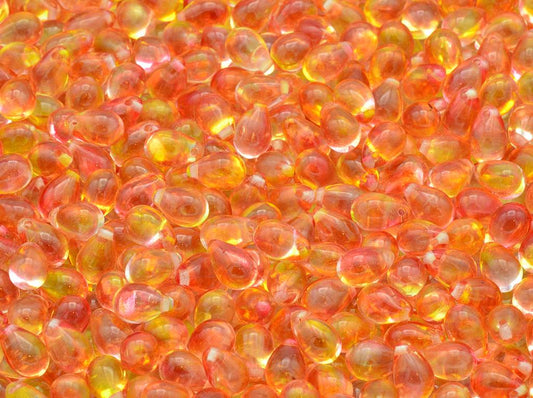 Tropfenperlen, Crystal Red Orange (00030-48001), Glas, Tschechische Republik