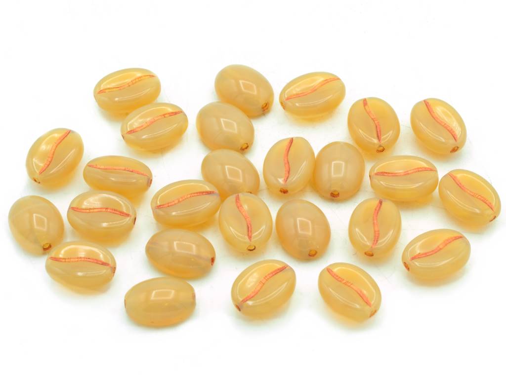 Coffee Bean Beads, Opal Orange Copper Lined (11000-54307), Glass, Czech Republic