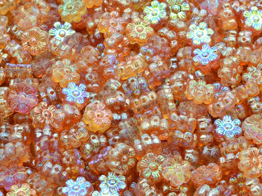 OUTLET 10克花形珠子，8 x 8毫米，水晶 98535 (00030-98535)，玻璃，捷克共和国