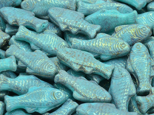 Big Fish Beads, Turquoise Terracotta Red (63130-15495), Glass, Czech Republic