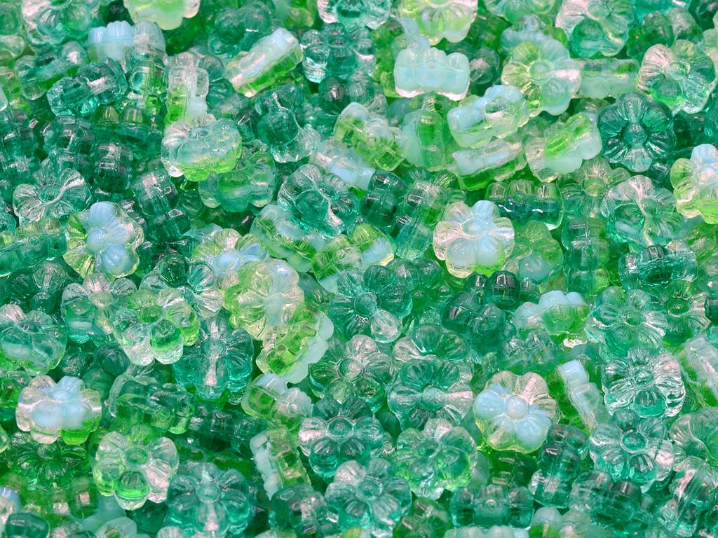 フラワービーズ、ミックスカラー（MIX）、ガラス、チェコ共和国