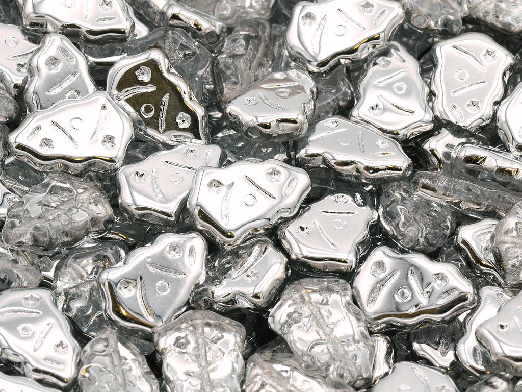 Christmas Tree Beads, Crystal Crystal Silver Half Coating (00030-27001), Glass, Czech Republic