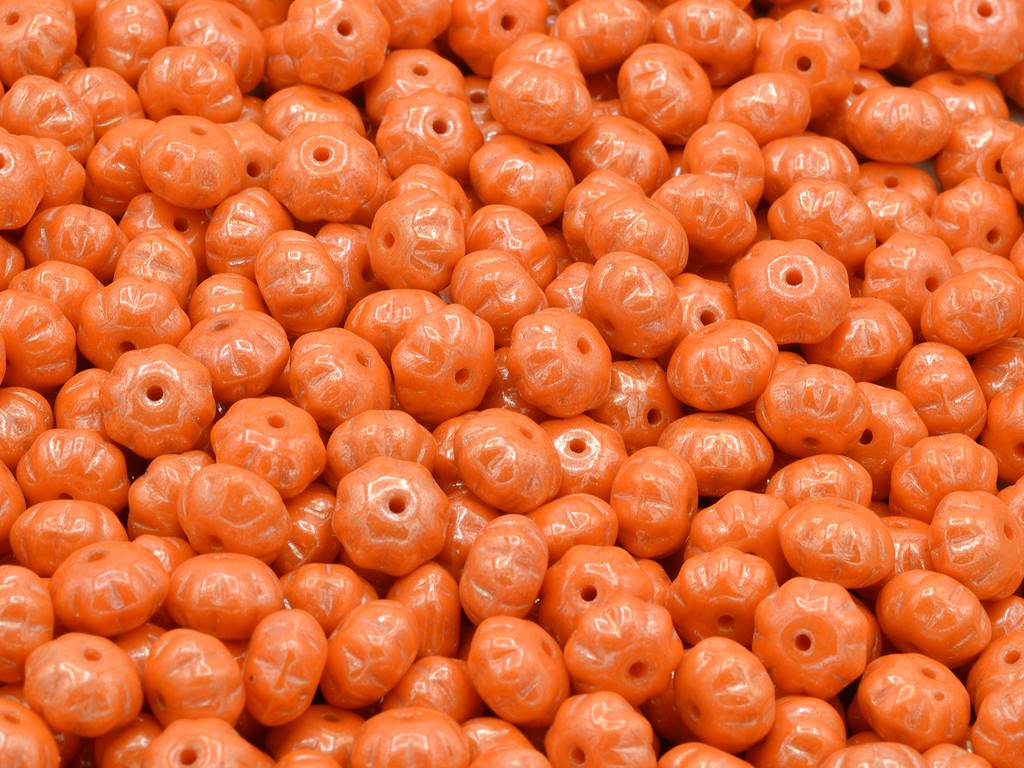 Pumpkin Beads, Opaque Orange Hematite (93130-14400), Glass, Czech Republic