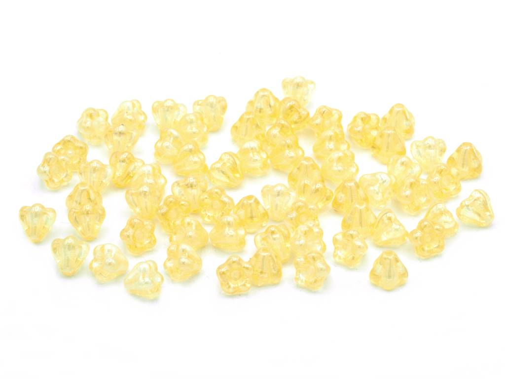 Bell Flower Beads, Crystal Luster Yellow Full Coated (00030-14483), Glass, Czech Republic