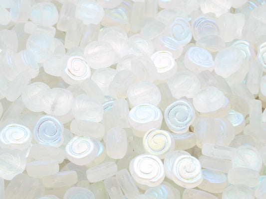 Spiral Snail Pressed Beads, Crystal Matte Ab (00030-84110-28701), Glass, Czech Republic