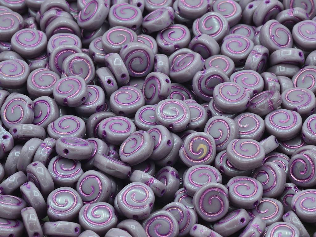 Spiral Snail Pressed Beads, Purple  54520 (23020-54520), Glass, Czech Republic