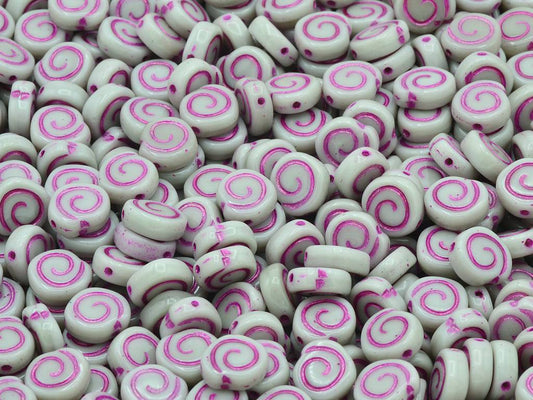 Spiral Snail Pressed Beads, Opaque Gray 54570 (43020-54570), Glass, Czech Republic