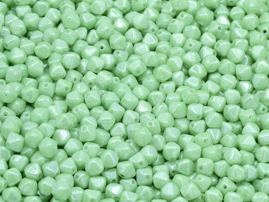 Bicone Beads, Chalk White Luster Green Full Coated (03000-14457), Glass, Czech Republic