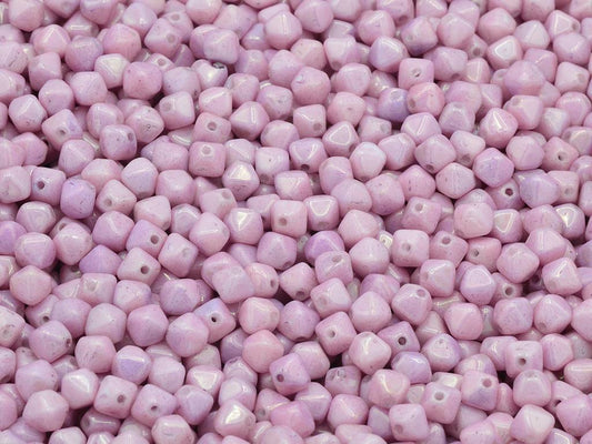 双锥珠，粉笔白光泽紫丁香色（03000-14494），玻璃，捷克共和国