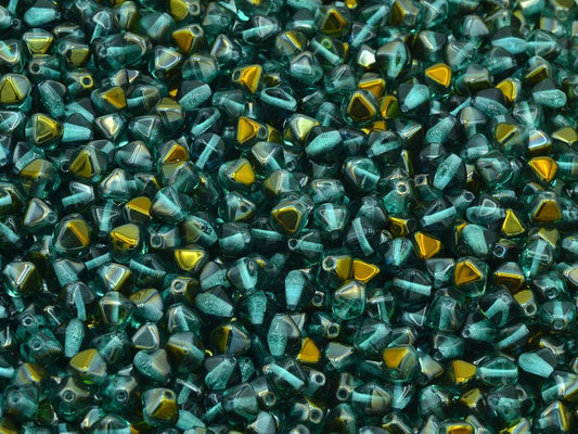 Bicone Beads, Transparent Aqua Crystal Bronze Capri (60200-22601), Glass, Czech Republic